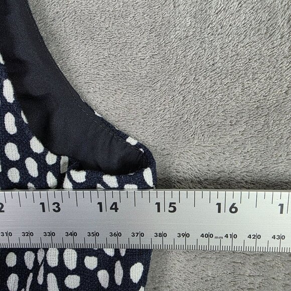 Womens J. Crew Navy & White Polka Dot Sleeveless Dress 100% Cotton Back Zip 0 - Picture 5 of 7